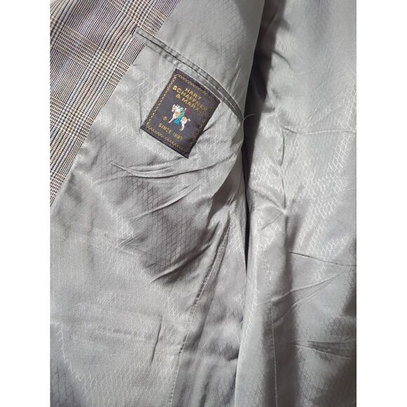 Hart Schaffner Marx Mens Gray Plaid Wool Blazer Window Pane Houndstooth Sz 44L - Picture 2 of 11